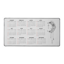 2026 Calendar Desk Mat - Celestial Moon & Floral 