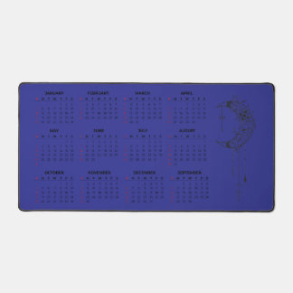 2026 Calendar Desk Mat - Celestial Moon & Floral 