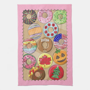2026 Calendar Donuts Kitchen Towels