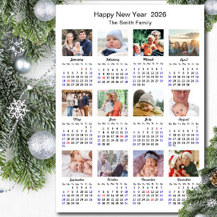 2026 Calendar Family 12 Photo Collage Minimalist