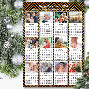 2026 Calendar Family 12 Photo Modern Black Gold