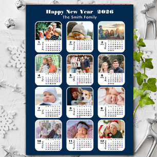 2026 Calendar Family Photo Collage Modern Blue