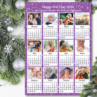 2026 Calendar Family Photo Modern Purple Glitter