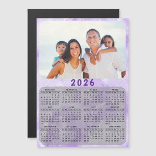 2026 Calendar Family Photo Purple Fridge Magnet