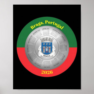 2026 Calendar Fans Silver City Crest Braga Portuga Poster
