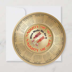 2026 Calendar Funny Wine Made Me Do it Holiday Card