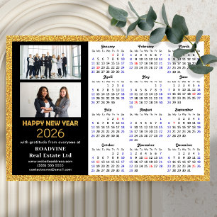 2026 Calendar Gold Black Business 2 Photo Magnetic