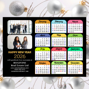 2026 Calendar Gold Black Business 2 Photo Magnetic