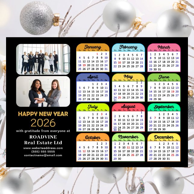2026 Calendar Gold Black Business 2 Photo Magnetic (Creator Uploaded)
