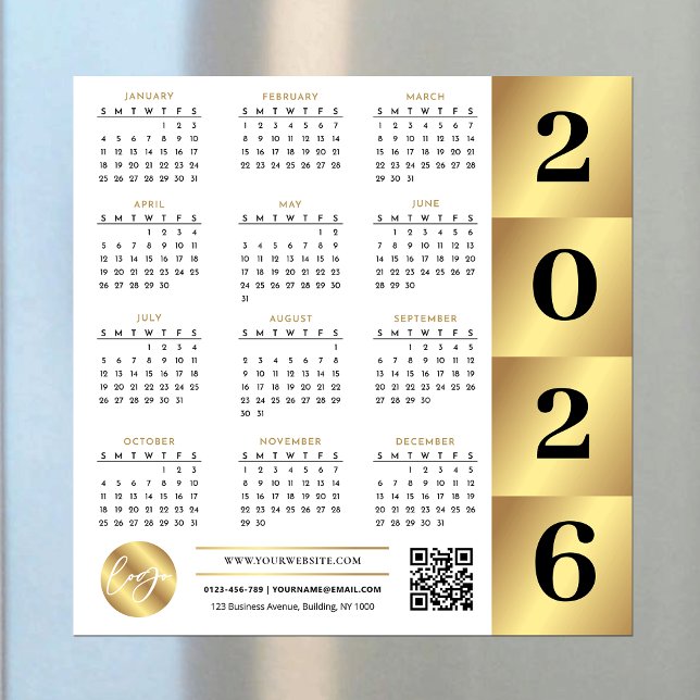2026 Calendar Gold Business Logo QR Code Marketing (Creator Uploaded)