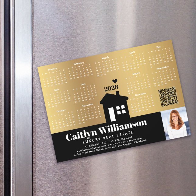 2026 Calendar Gold Realtor Photo QR Code Magnet (Creator Uploaded)