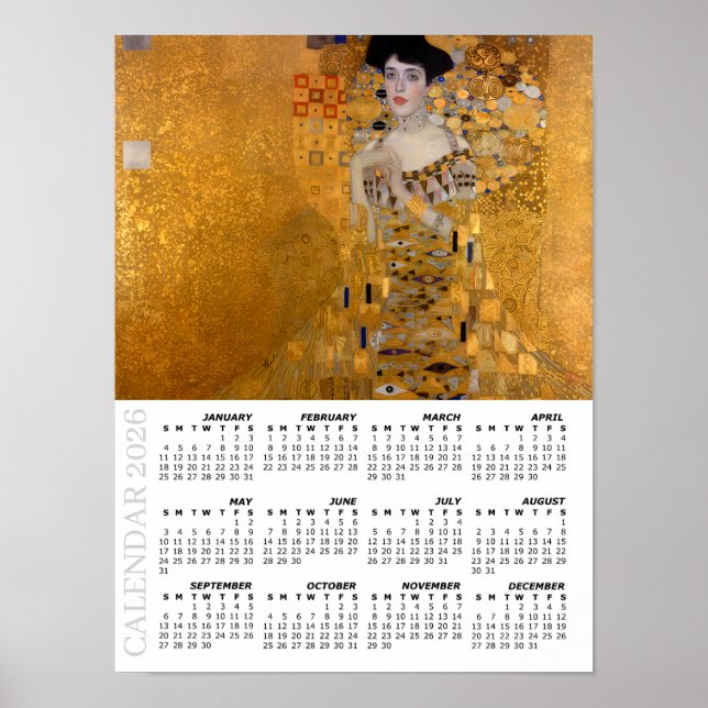 2026 Calendar, Large, Adele, Lady in Gold / Klimt Poster (Front)
