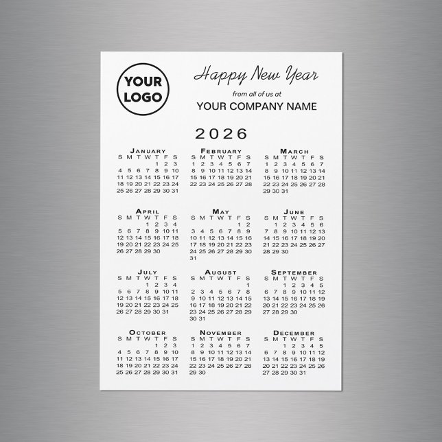 2026 Calendar Logo Business Holiday Magnetic Card (2026 Calendar Logo Business Holiday Magnetic Card in situ)
