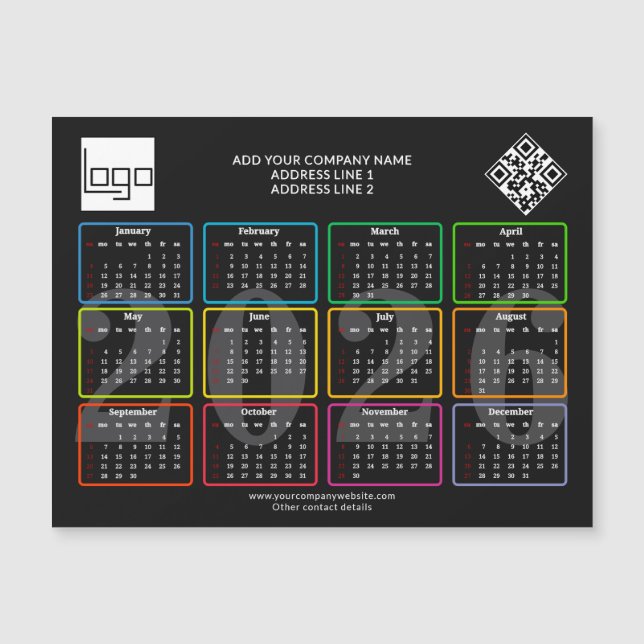 2026 Calendar Logo QR Code Modern Business Promo (Front)