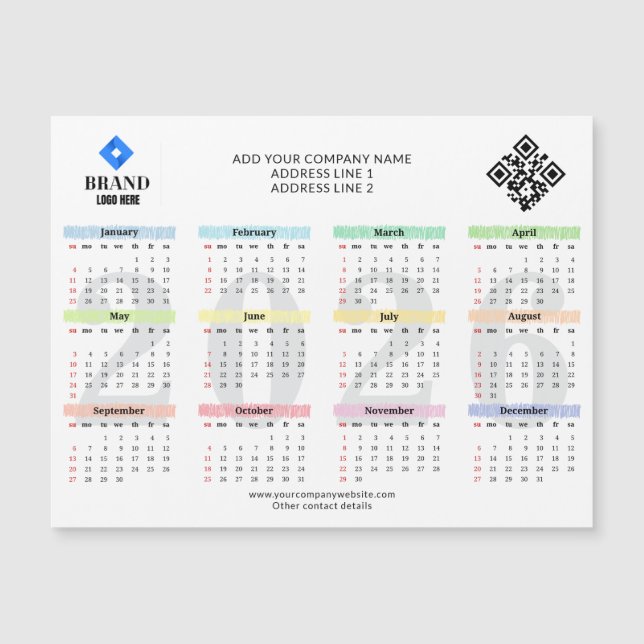 2026 Calendar Logo QR Code Modern Business Promo (Front)