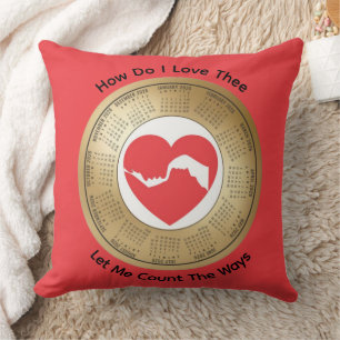 2026 Calendar Lovers' How Do I Love Thee Cushion