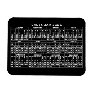 2026 Calendar Magnet Black