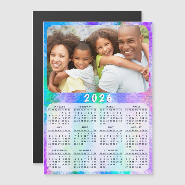 2026 Calendar Magnet Family Photo Holographic (Front/Back)