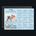 2026 Calendar Magnet Two Photos Collage Blue<br><div class="desc">Create a 2026 magnetic photo calendar with two custom pictures on a sky blue background. It's a unique keepsake for family,  friends,  workmates and colleagues for Christmas,  New Year,  or any occasion.</div>