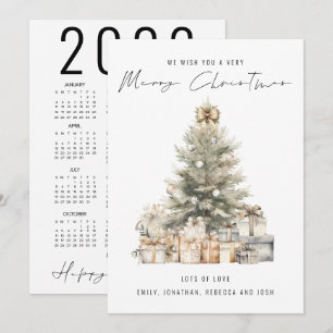 2026 Calendar Merry Christmas Tree Holiday Card