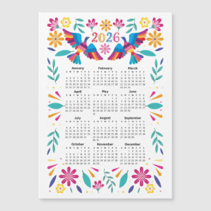 2026 Calendar Mexican Flying Otomi Birds & Flowers