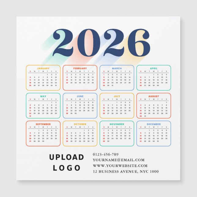 2026 Calendar Minimal Modern Elegant Custom Logo (Front)