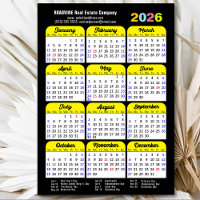 2026 Calendar Minimalist Black Corporate Magnetic