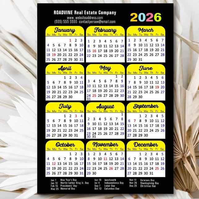 2026 Calendar Minimalist Black Corporate Magnetic (Creator Uploaded)