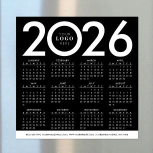 2026 Calendar Minimalist Business Logo Black White
