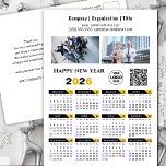 2026 Calendar Modern Gold Black Business Logo QR Holiday Postcard<br><div class="desc">2026 Calendar Modern Gold Black Corporate 2 Photo, Logo & QR code New Year Holiday postcard. All the texts are pre-arranged for you to personalise easily and quickly with your own details. Wish you all a Happy Holidays and an Amazing New Year! For many other card designs, please visit :...</div>