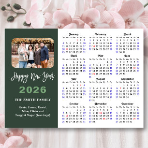 2026 Calendar Modern Sage Green Minimalist Photo Holiday Card
