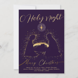 2026 Calendar Nativity Manger O Holy Night Script Holiday Card