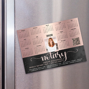 2026 Calendar Notary Black Pink QR Code Magnet