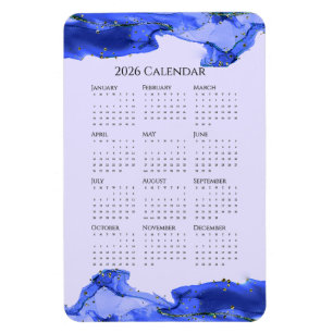 2026 Calendar Ocean Blue Marbled Waves Magnet
