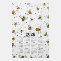 2026 Calendar Pattern with Bees and Dots