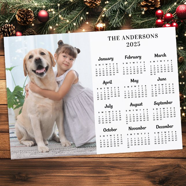 2026 Calendar Pet Dog Kids New Year Custom Photo Holiday Card (Creator Uploaded)