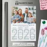 2026 Calendar Photo Custom Colour Christmas Card<br><div class="desc">2026 Calendar Photo Custom Colour Christmas Card. Send 2025 Christmas holiday season and/or 2026 New Year greetings with this editable, custom colour magnetic card with one photo and a 2026 year-at-a-glance calendar that your recipients can use all year. The sample suggests WISHING YOU A WONDERFUL HOLIDAY SEASON AND A HAPPY...</div>