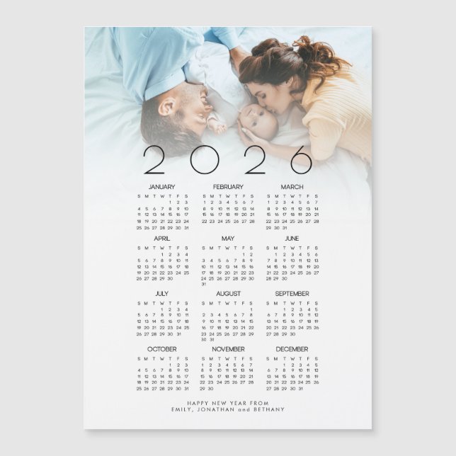 2026 Calendar Photo New Baby Happy New Year (Front)