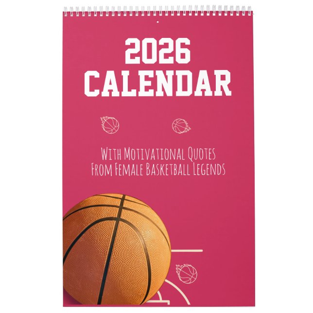 2026 Calendar Pink  Basketball For Teen Girl Women (Cover)