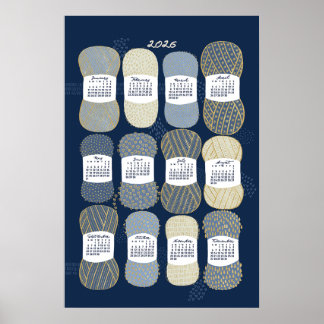 2026 Calendar Poster Blue and Gold