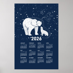 2026 Calendar Poster Polar Bear Kiss