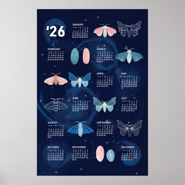 2026 Calendar Poster Silk Moth Galaxy (Front)
