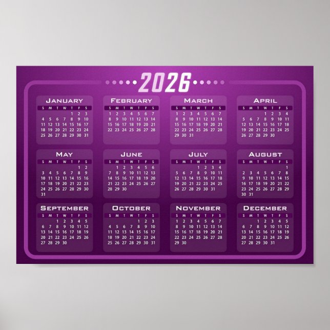 2026 Calendar Purple Poster (Front)