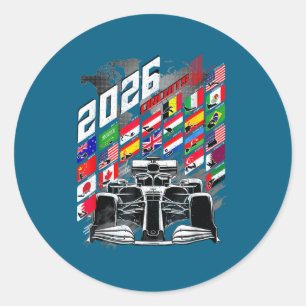 2026 Calendar Racing Circuit Schedule Places Classic Round Sticker