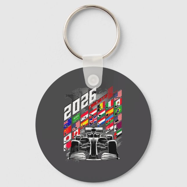 2026 Calendar Racing Circuit Schedule Places  Key Ring (Front)
