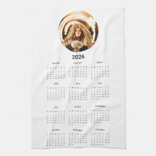 2026 Calendar Round Photo  Tea Towel