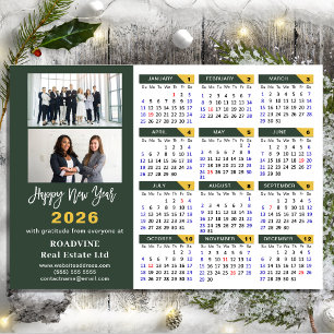 2026 Calendar Sage Green Business 2 Photo Magnetic