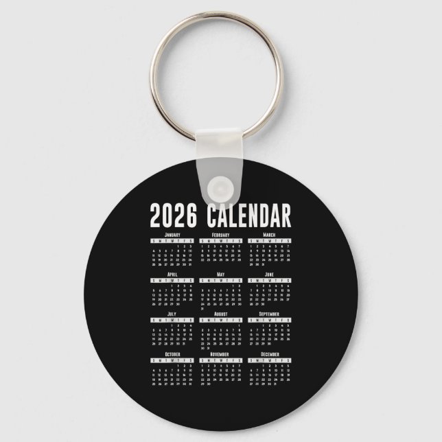 2026 Calendar Shirt 26 Calendar 2026  Key Ring (Front)