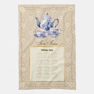 2026 Calendar Towel Tea Time or Custom Message