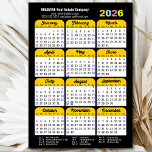 2026 Calendar US Holidays Simple Business Magnetic<br><div class="desc">Modern Black Orange Colourful 2026 Calendar Corporate Magnetic Card featuring Federal Holidays in United States. All the texts are pre-arranged for you to personalise easily and quickly with your own details.</div>
